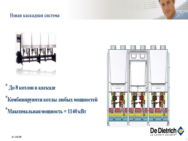 Новая каскадная система 57 До 8 котлов в каскаде Комбинируются котлы любых Новая каскадная система 57 До 8 котлов в каскаде Комбинируются котлы любых